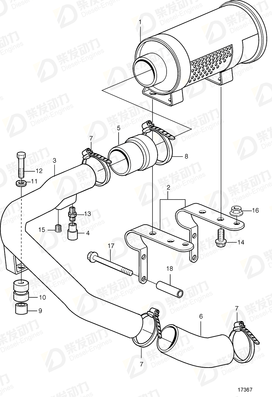 VOLVO Connecting pipe 3827043 Drawing